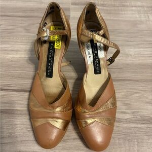 Tan and Gold Strappy Heels